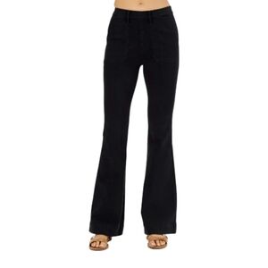 Judy Blue Jeans Women 28 Wash Black Flare High Rise Stretch Denim Pull On 14W 32